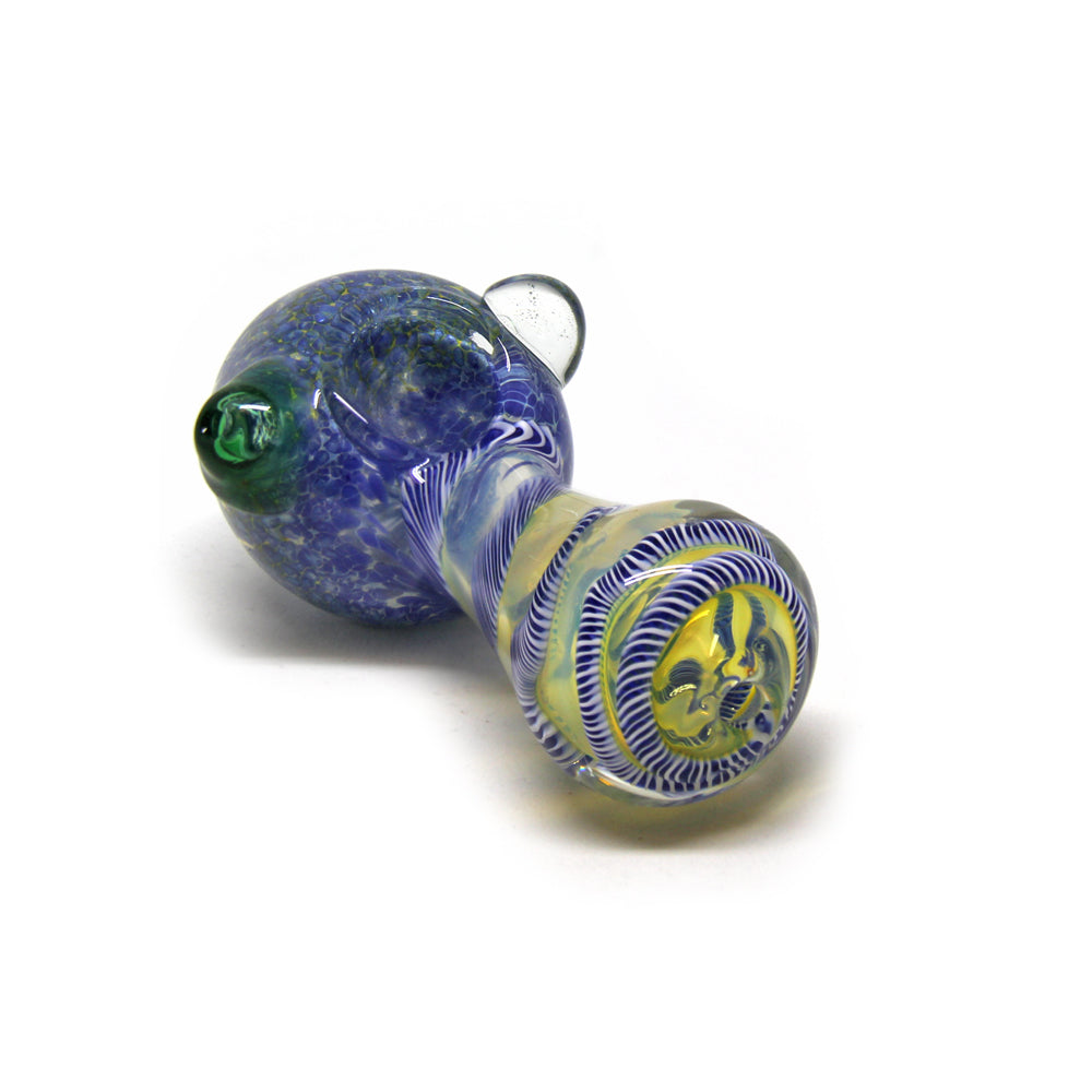 4.5" Heavy Hand Pipe with Ribbons and Frit Head with Silver Fume