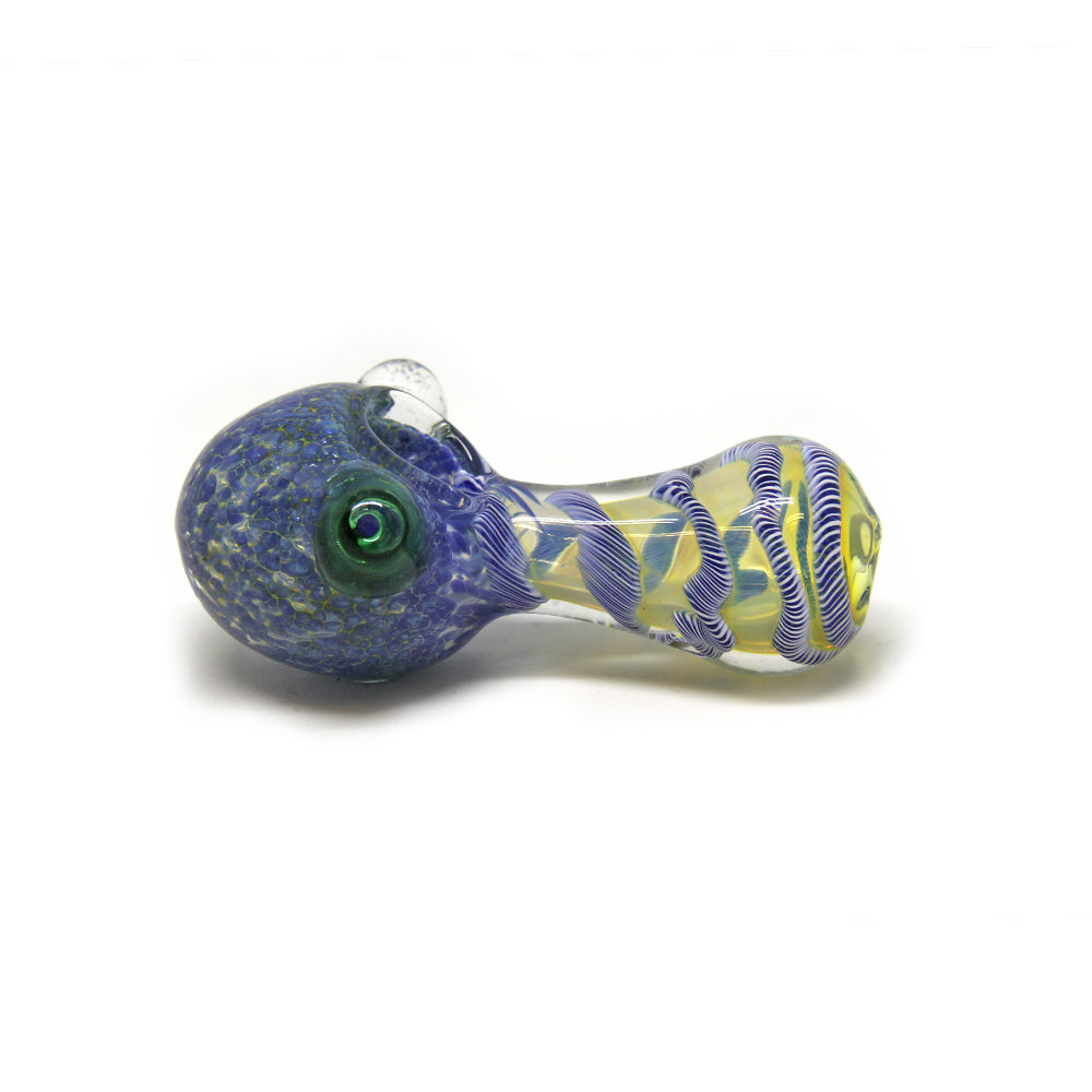 4.5" Heavy Hand Pipe with Ribbons and Frit Head with Silver Fume