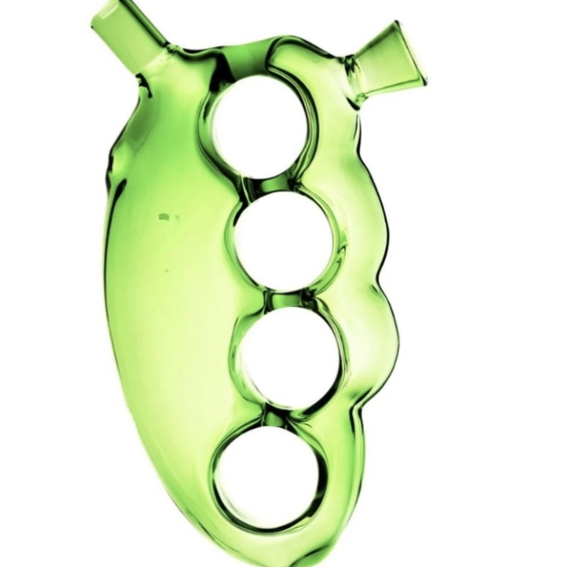 Knuckle Duster Glass Hand Pipe w/ Bowl + Joint Holder | 4.5in Long - Glass - Assorted Colors