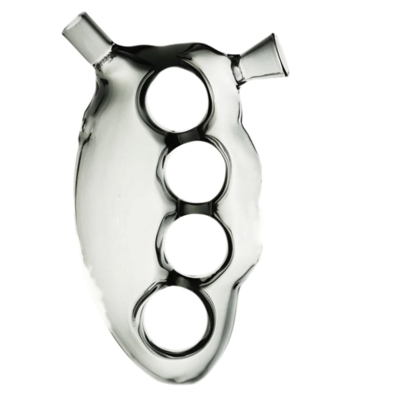 Knuckle Duster Glass Hand Pipe w/ Bowl + Joint Holder | 4.5in Long - Glass - Assorted Colors