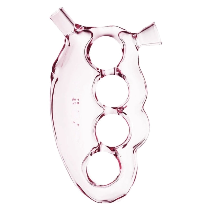 Knuckle Duster Glass Hand Pipe w/ Bowl + Joint Holder | 4.5in Long - Glass - Assorted Colors