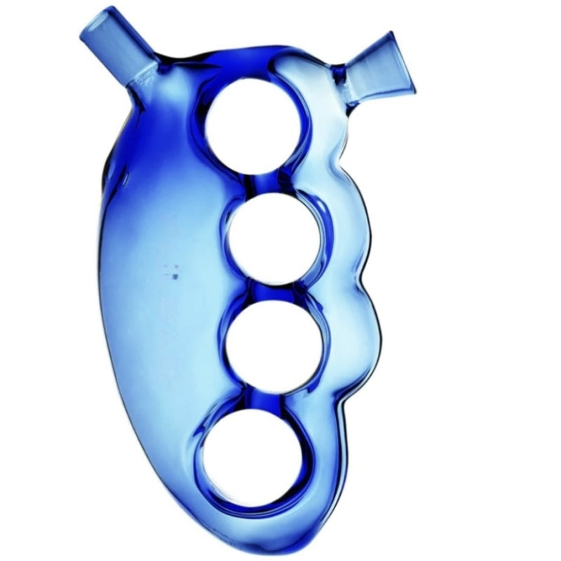 Knuckle Duster Glass Hand Pipe w/ Bowl + Joint Holder | 4.5in Long - Glass - Assorted Colors
