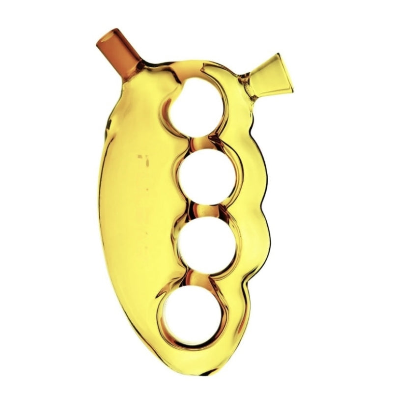 Knuckle Duster Glass Hand Pipe w/ Bowl + Joint Holder | 4.5in Long - Glass - Assorted Colors