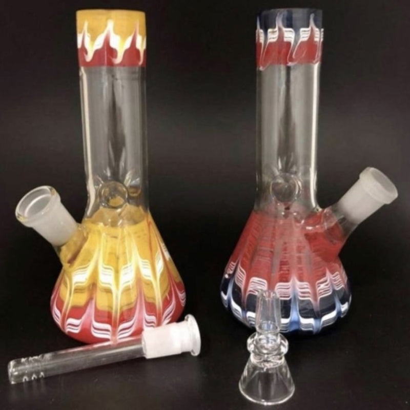 Straight Neck Raked Thick Glass Beaker Glass Waterpipe with Ice Catcher