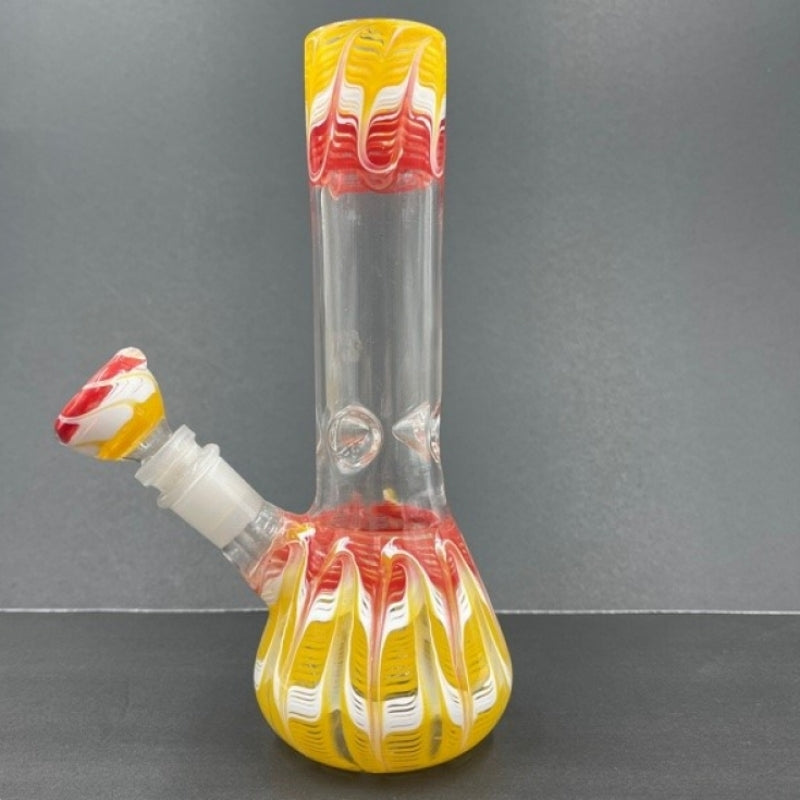 Straight Neck Raked Thick Glass Beaker Glass Waterpipe with Ice Catcher