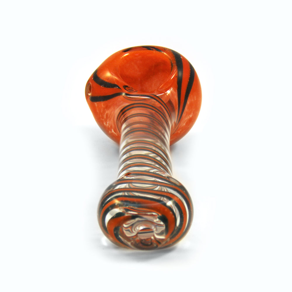 Spiral & Frit Spoon Hand Pipe | 4.5in Long - Glass Weed Pipe - Assorted