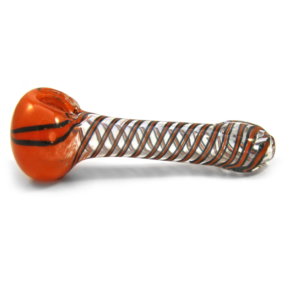 Spiral & Frit Spoon Hand Pipe | 4.5in Long - Glass Weed Pipe - Assorted
