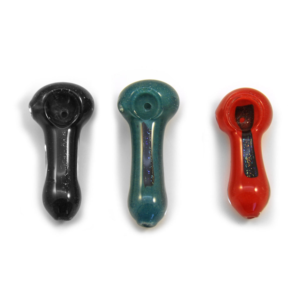 Dichro & Gold Fumed Spoon Hand Pipe | 2.5in Long – Glass – Assorted Colors