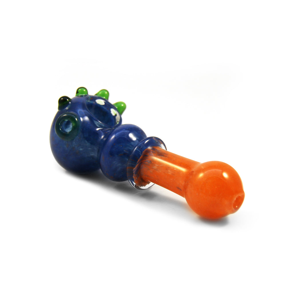 Wholesale Price Frit Ringed Bulged Spoon Hand Pipe w/ Multi Knockers | 4.5in Long - Glass - Assorted