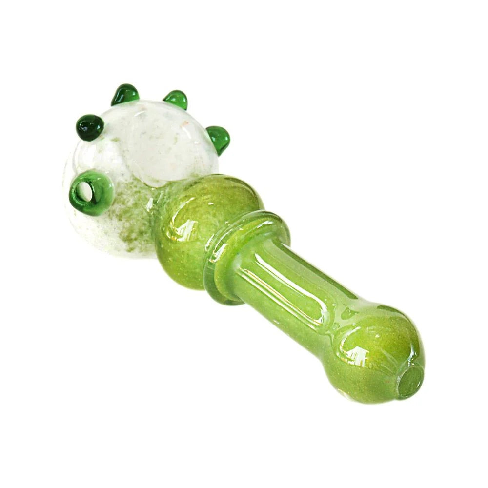 Wholesale Price Frit Ringed Bulged Spoon Hand Pipe w/ Multi Knockers | 4.5in Long - Glass - Assorted