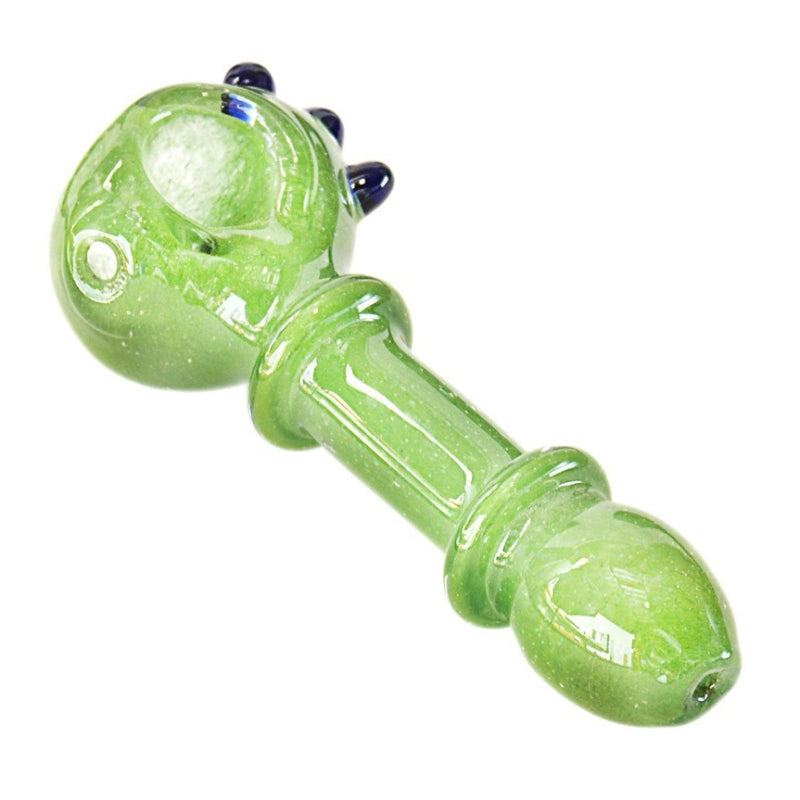 4.5" Frit Glass Hand Pipe with double ring and 3 knockers Assorted Colors