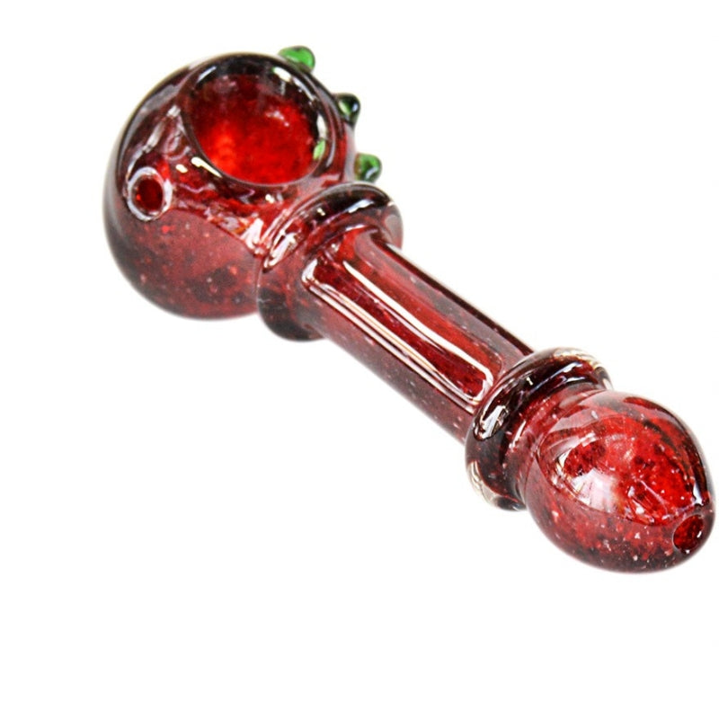 4.5" Frit Glass Hand Pipe with double ring and 3 knockers Assorted Colors