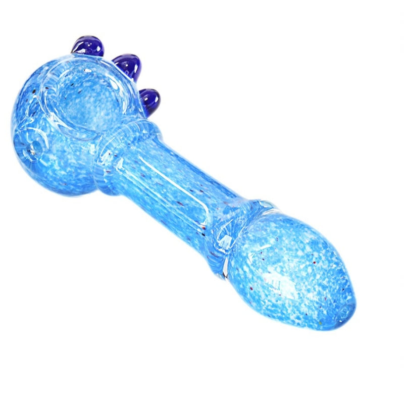 4.5" Frit Glass Hand Pipe with double ring and 3 knockers Assorted Colors