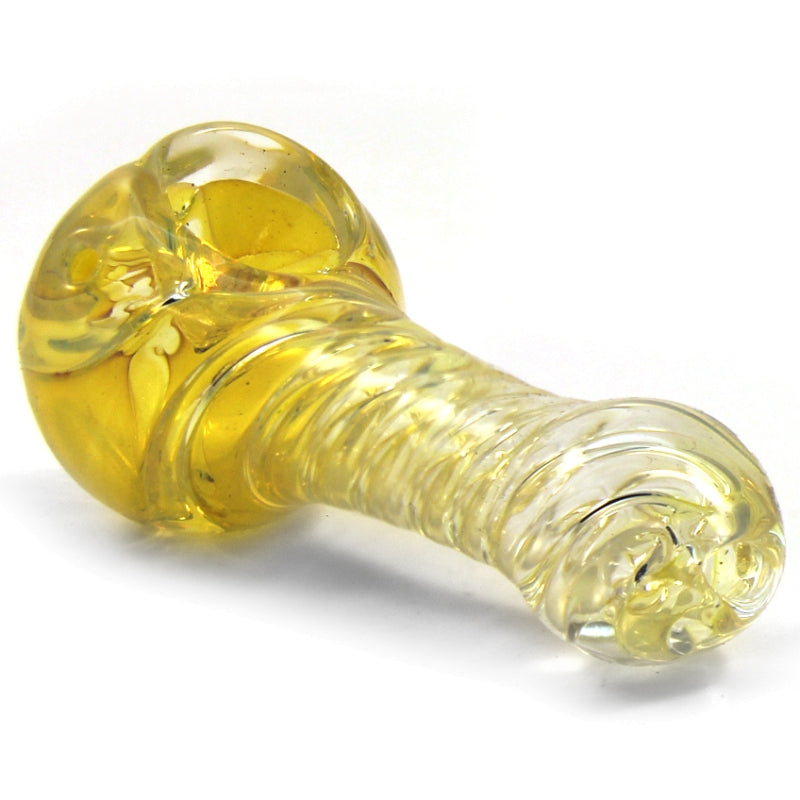 Spiral and Gold Fume Swirl 3.5" Spoon Glass Hand Pipe