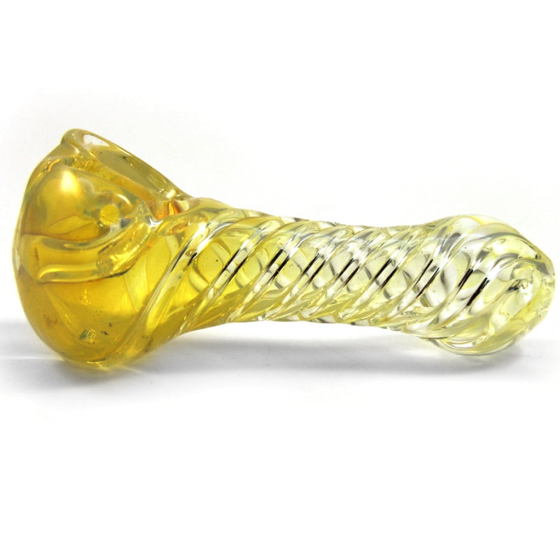 Spiral and Gold Fume Swirl 3.5" Spoon Glass Hand Pipe