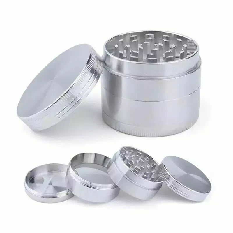 Magnetic Metal Grinder w/ Catcher Silver Color 4 Piece - 63mm size