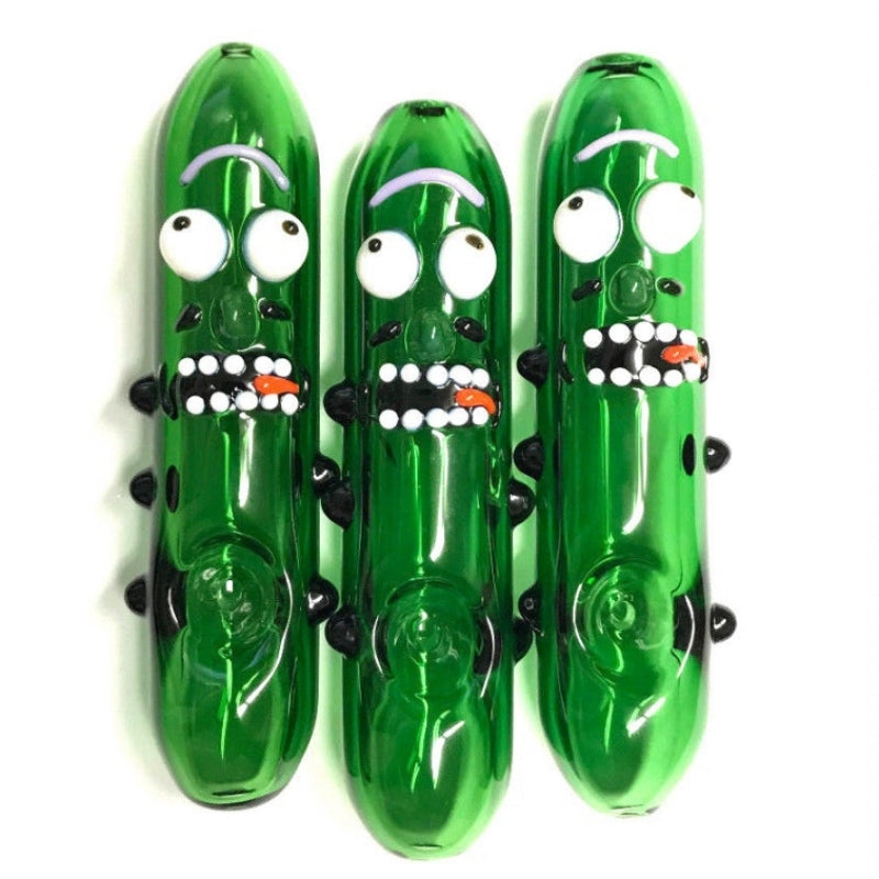 Pickle Rickle Steamroller Glass Hand Pipe with Multi Knockers Hand Made