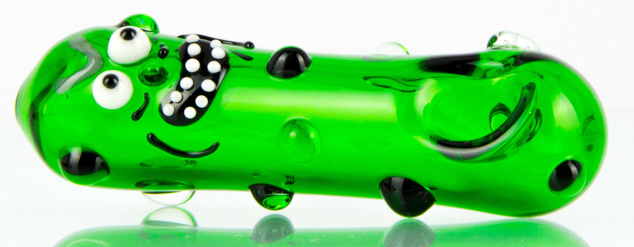 Pickle Rick Steamroller Glass Hand Pipe with Multi Knockers