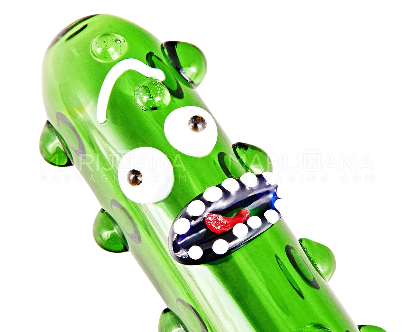 Green Rickle Pickle Steamroller Hand Pipe with Multi Knockers
