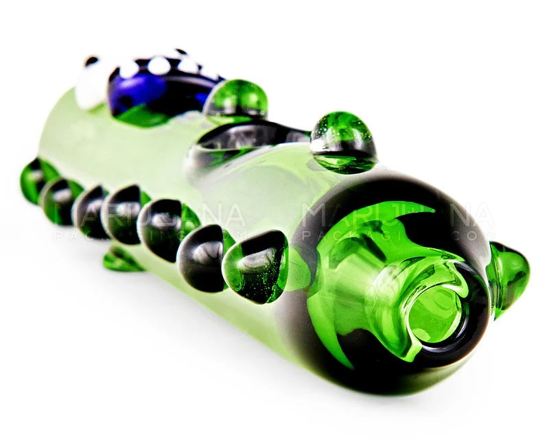 Green Rickle Pickle Steamroller Hand Pipe with Multi Knockers