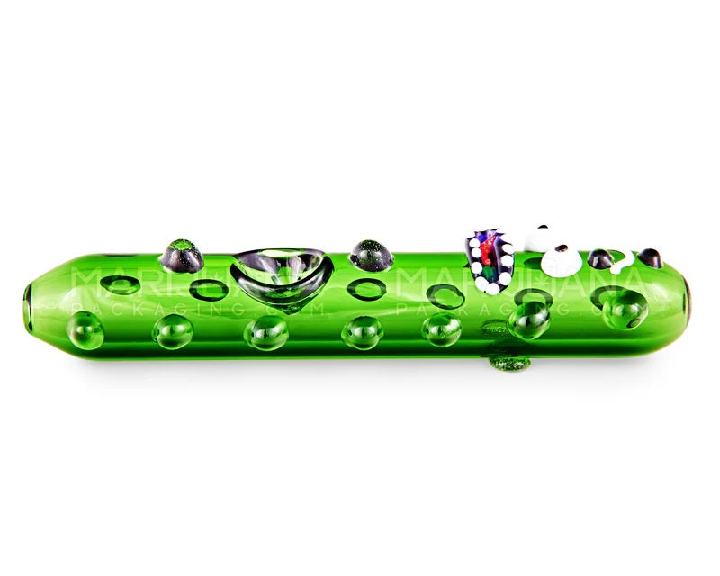 Green Rickle Pickle Steamroller Hand Pipe with Multi Knockers