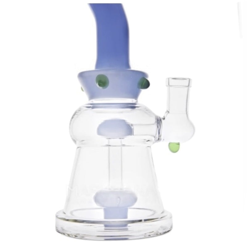 8" Assorted Color Tube Curved Neck Water Pipe with UFO Showerhead Perc and 5 Marble Crown