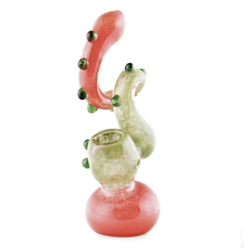 6.5" Assorted Color Frit Twist Neck Sherlock Bubbler with 12 Marbles