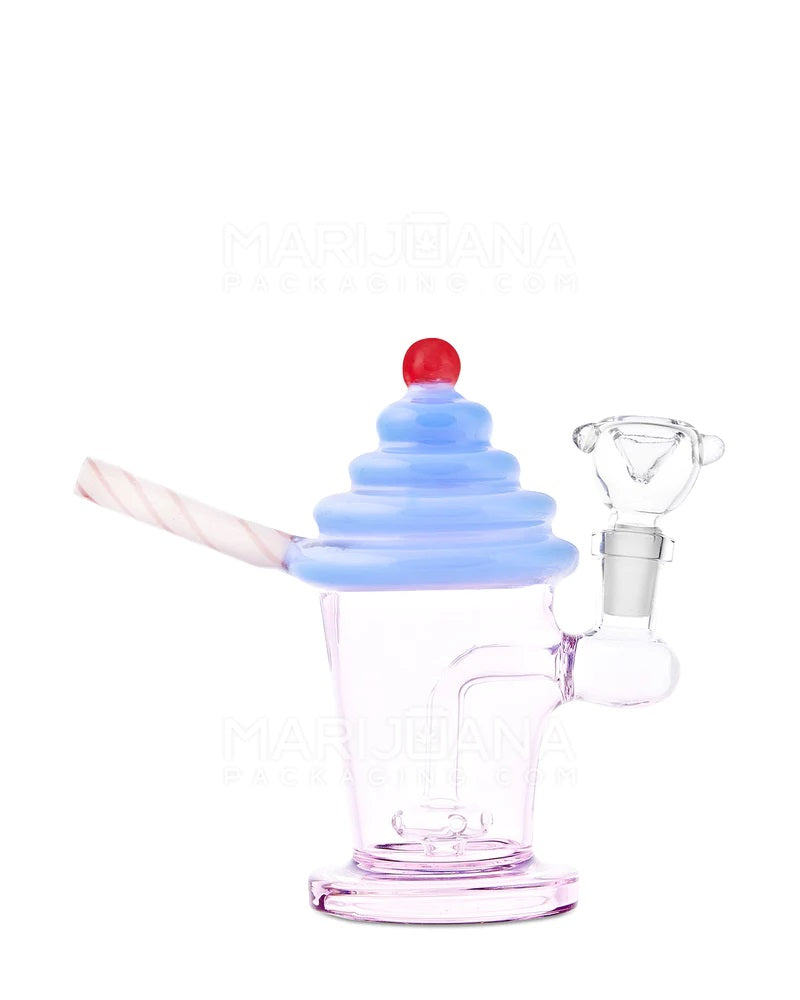 7" Water Pipe w/ Percolator Ice Cream Sundae with Straw and Bowl Included Jade Blue