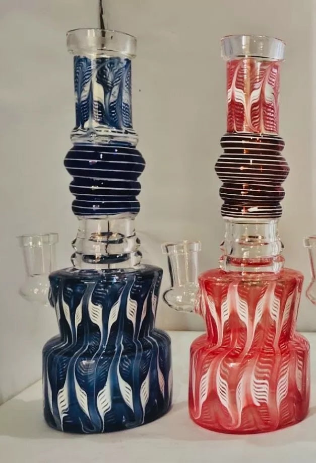 Special Freebie Deal 8" Double Raked Double Bottom Waterpipe & Rig Glass Bong Deal