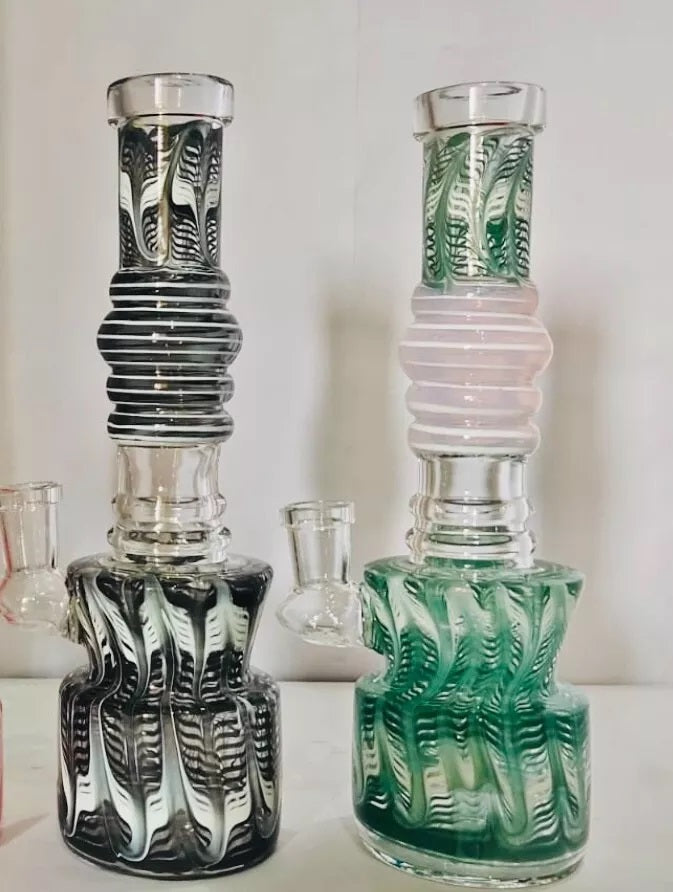 Special Freebie Deal 8" Double Raked Double Bottom Waterpipe & Rig Glass Bong Deal