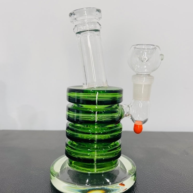 6" Rain Barrel Water Pipe with 4 Rings Thick Glass 5MM with Showerhead Assorted Colors