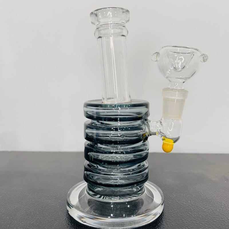 6" Rain Barrel Water Pipe with 4 Rings Thick Glass 5MM with Showerhead Assorted Colors
