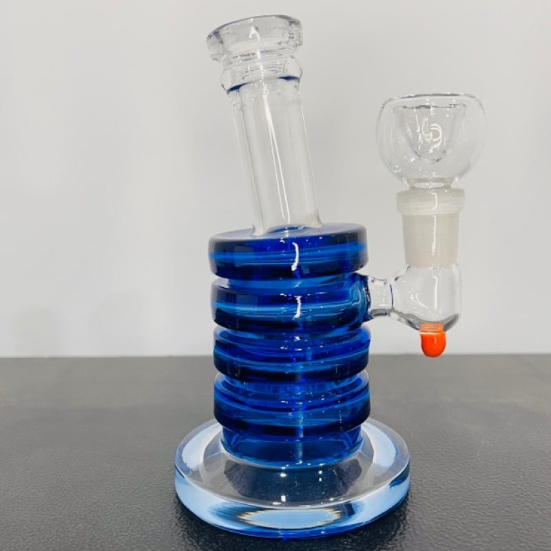 6" Rain Barrel Water Pipe with 4 Rings Thick Glass 5MM with Showerhead Assorted Colors