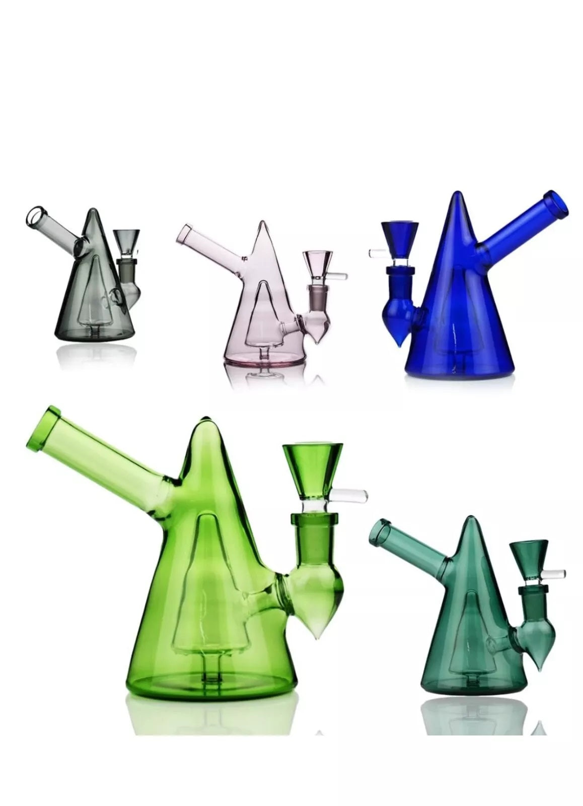 Pyramid Glass Water Pipe with Pyramid Showerhead Collectable Bong 14MM Bowl included USA Shipper