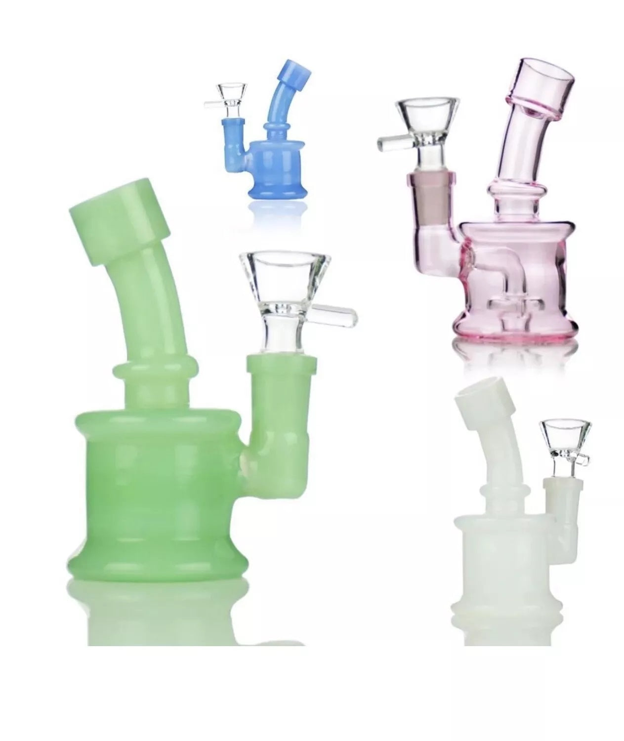 4.5" Mini Glass Barrel Beaker Bong Waterpipe with Diffused Perc 14mm Bowl included