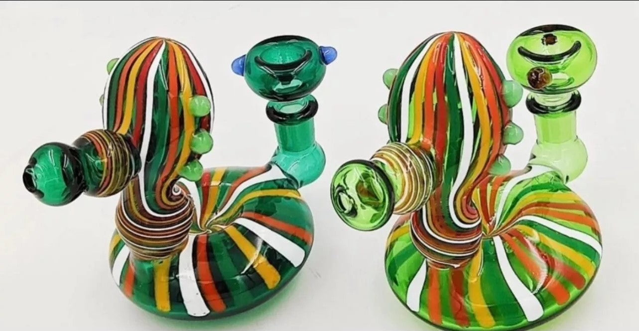 Trippy Rasta Swirl Glass Waterpipe Bong Hookah Smoking Pipe Collectable