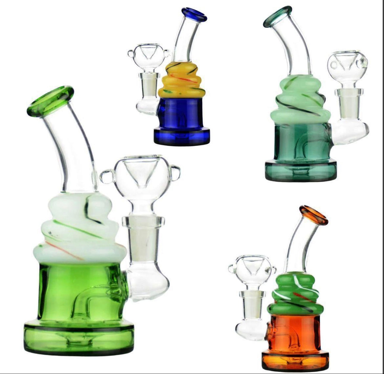 Ice Cream Sundae Glass Waterpipe Pipe Rig Collectable Glass Smoking Bong 14MM Bowl included