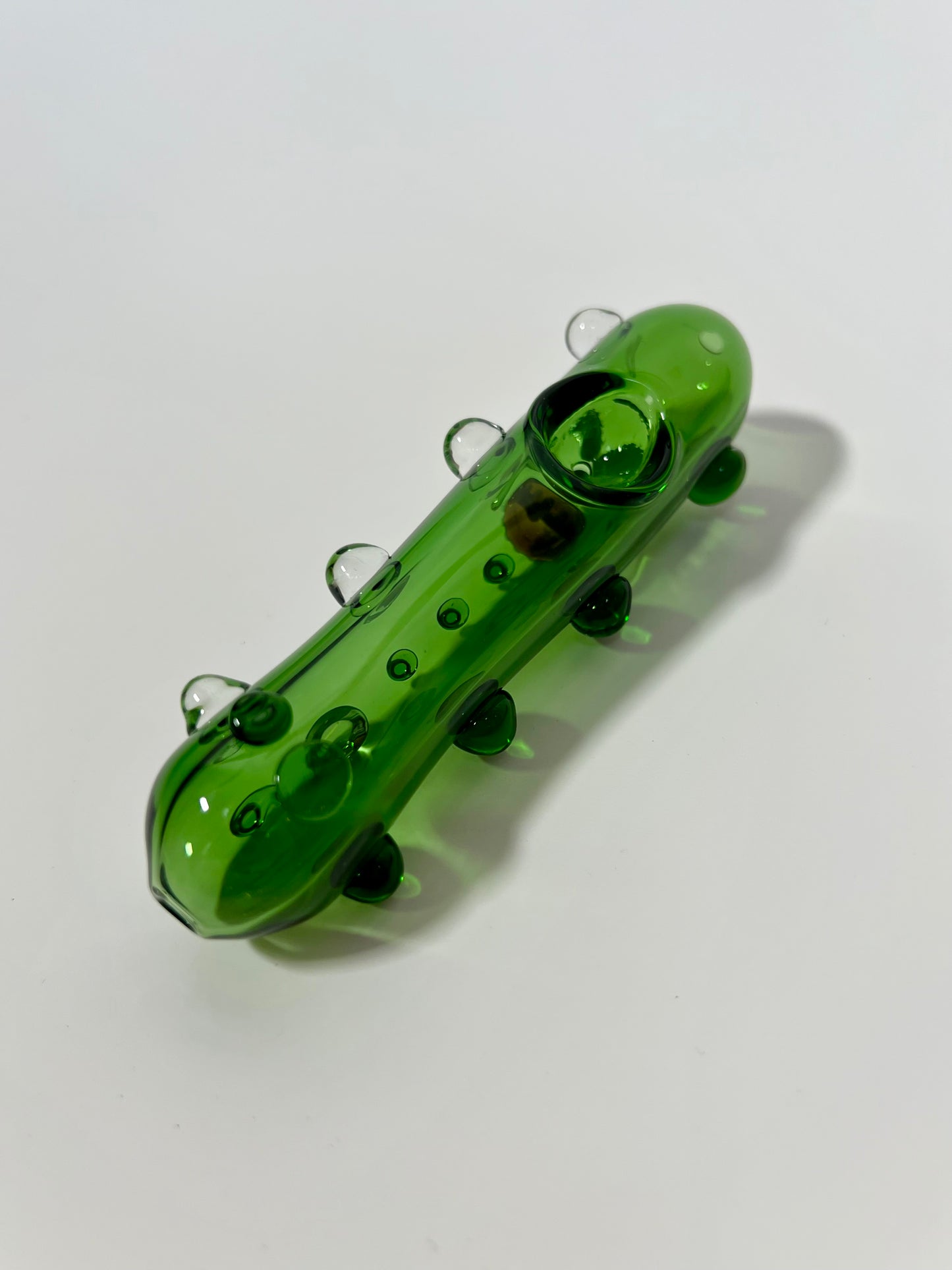 Green Rickle Pickle Steamroller Hand Pipe with Multi Knockers