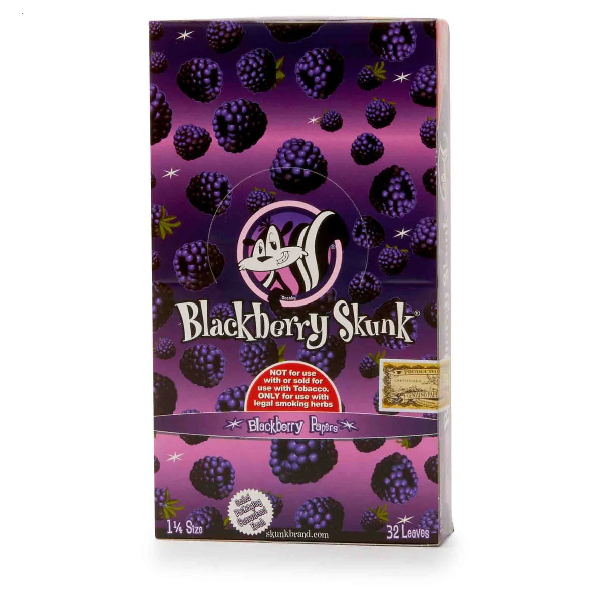 Full Box Skunk Brand 1 1/4 Blackberry Flavored Rolling Papers 32 leaves Per Pack 24 Packs per Box ✅