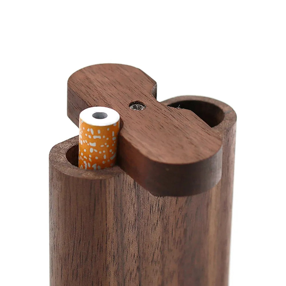Spring Loaded Dugout Pipe Cigarette Holder | 4in Long - Wood + 3" Metal Cigarette Hand Pipe Wholesale 12 complete sets Deal