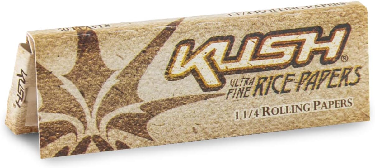 Full Box 25 Packs KUSH Ultra Fine Rice Paper 1 1/4 Cigarette Rolling Papers Wholesale ✅
