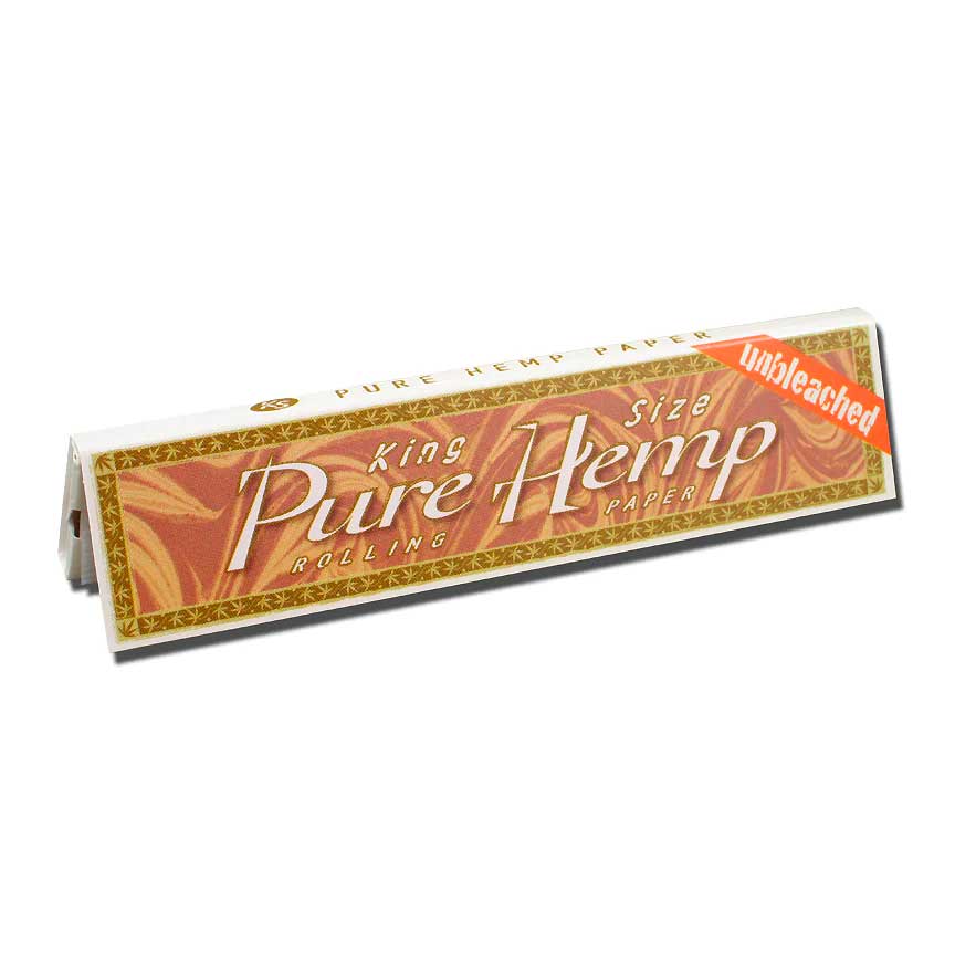 Full Box 50 Packs of Pure Hemp Unbleached King Size Rolling Papers (33 Leaves/Pack)