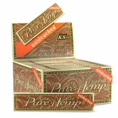 Full Box 50 Packs of Pure Hemp Unbleached King Size Rolling Papers (33 Leaves/Pack)
