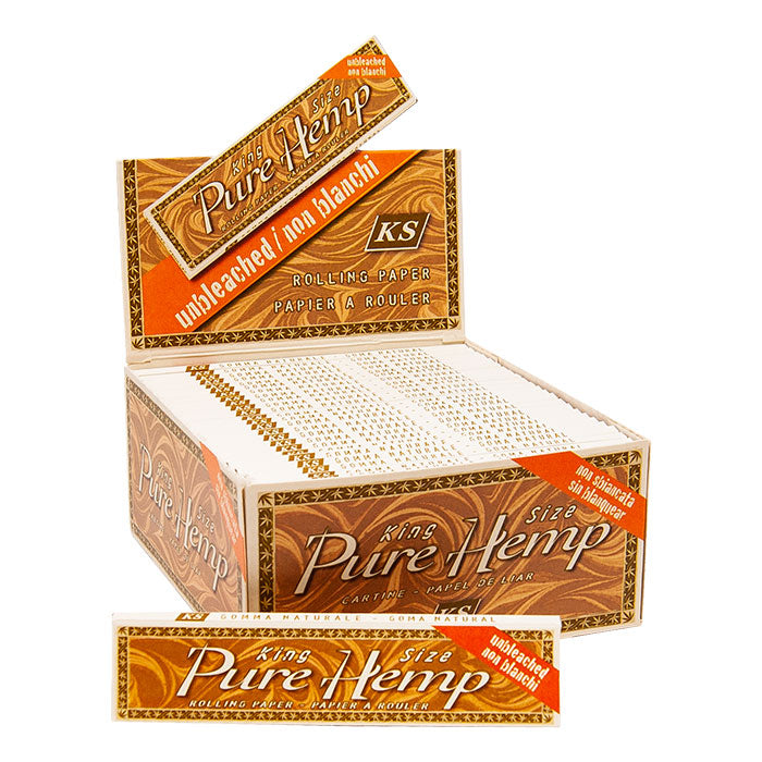 Full Box 50 Packs of Pure Hemp Unbleached King Size Rolling Papers (33 Leaves/Pack)