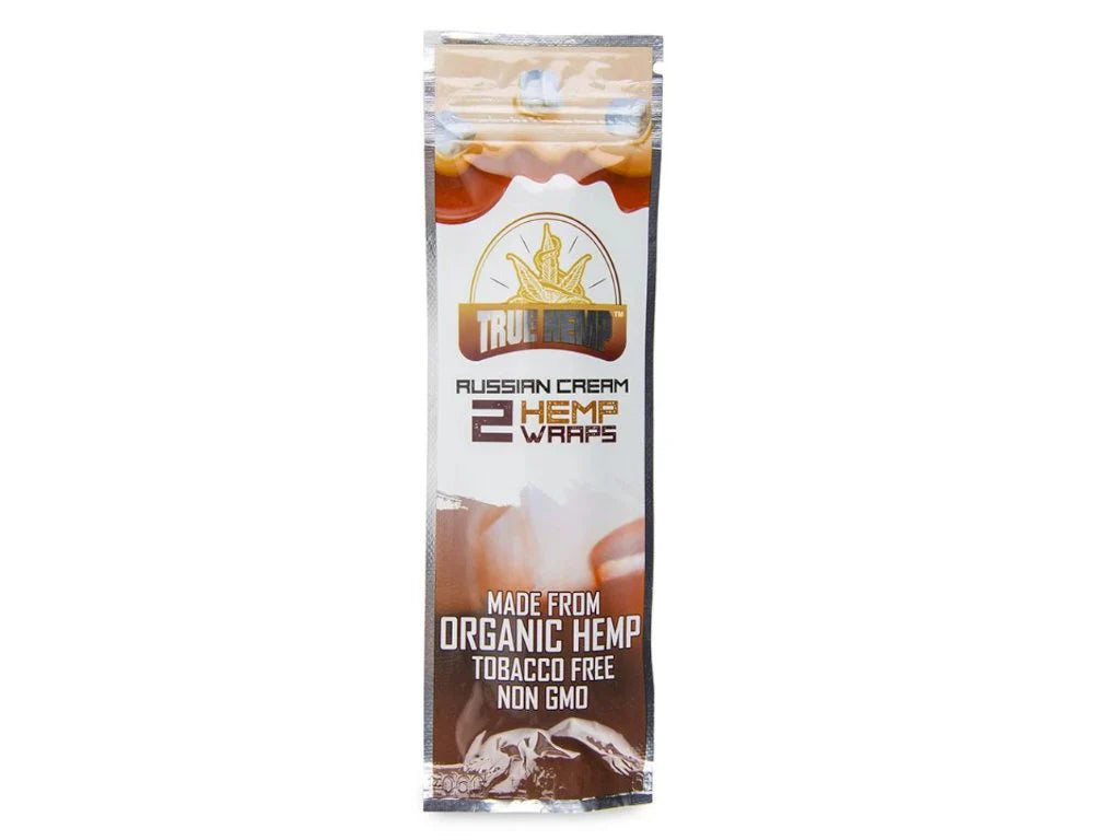 True Hemp RUSSIAN CREAM Herbal Rolling Papers (Box of 25 Pouches/2 Per Pack)