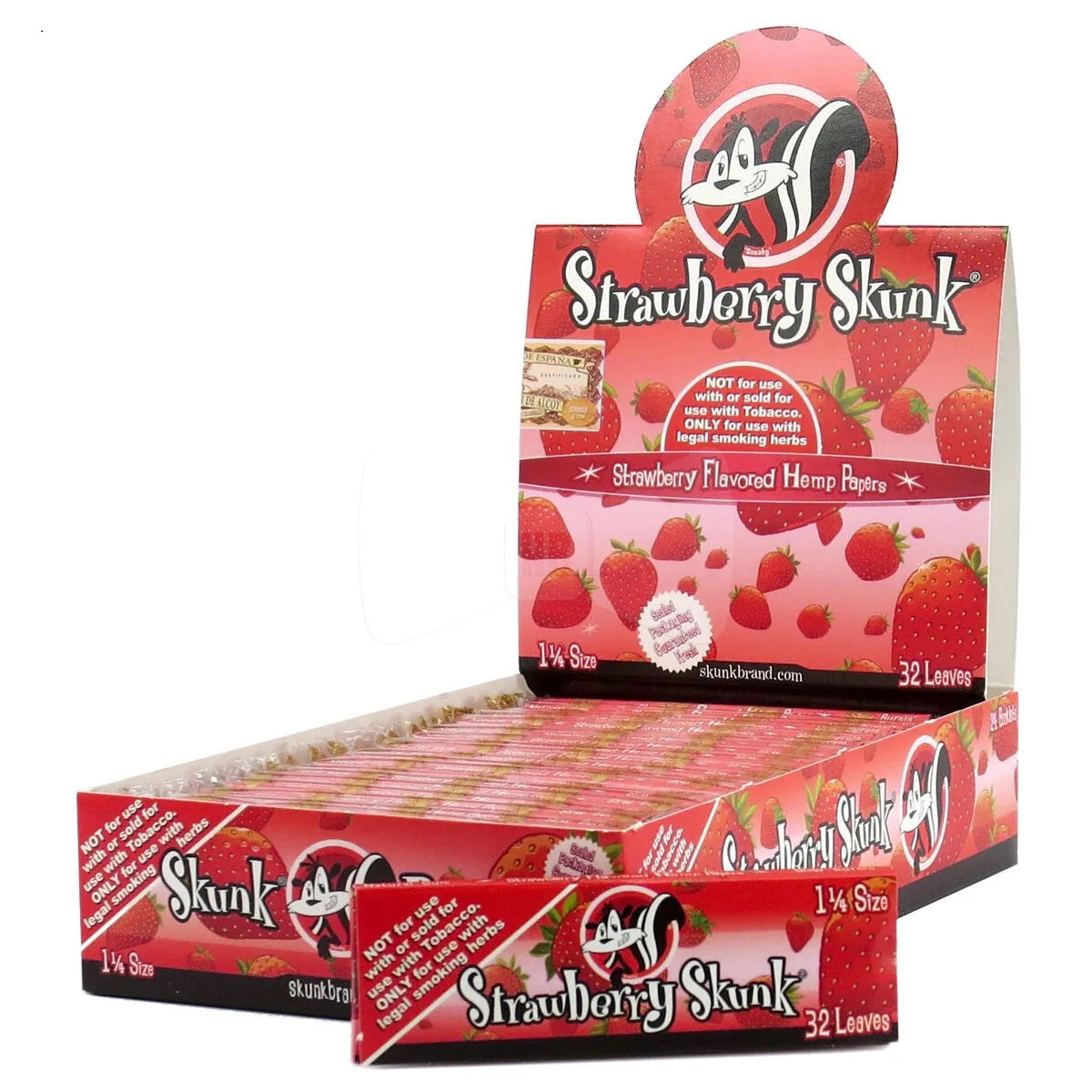 FULL BOX 24 Packs STRAWBERRY Skunk Brand Rolling Papers 1 1/4 Size ✅