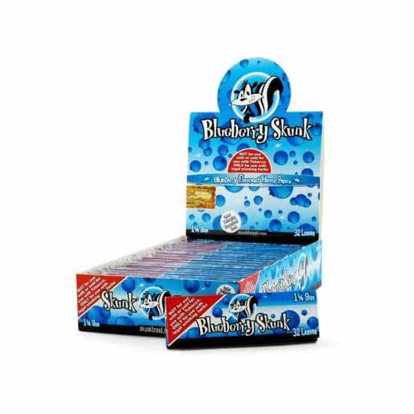 FULL BOX 24 PKS Skunk BLUEBERRY Flavored Hemp Rolling Papers 1 1/4 Size ✅