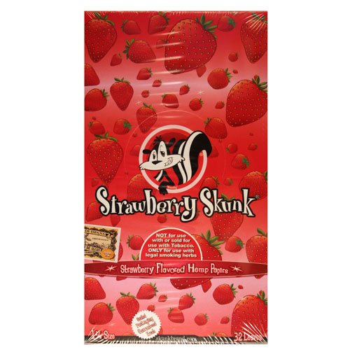 FULL BOX 24 Packs STRAWBERRY Skunk Brand Rolling Papers 1 1/4 Size ✅