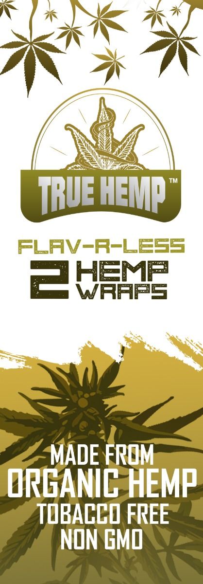 True Hemp Wraps 25 Packs with 2 wraps per pack FLAV-R-LESS High Quality Wholesale