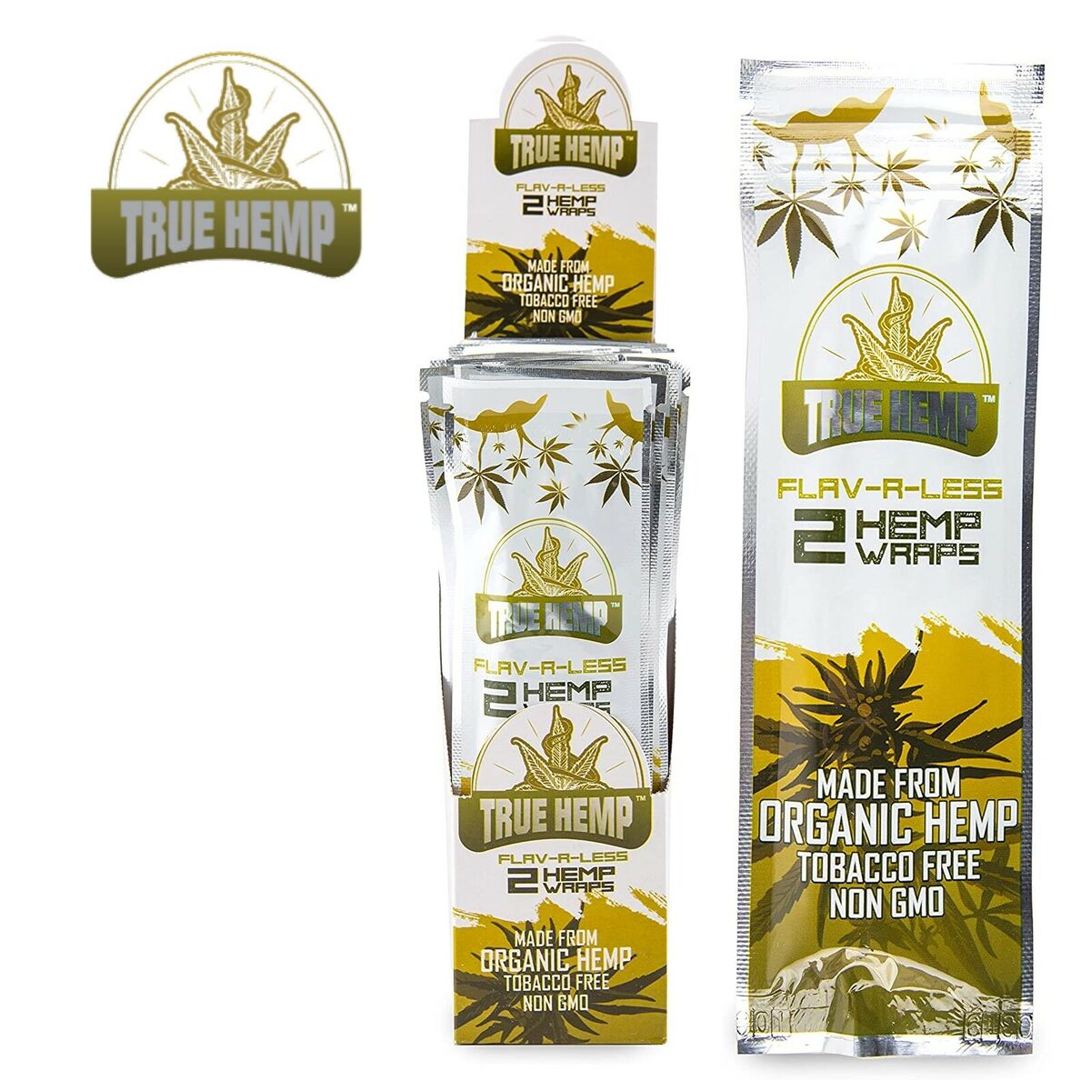 True Hemp Wraps 25 Packs with 2 wraps per pack FLAV-R-LESS High Quality Wholesale